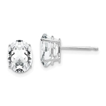 14k White Gold 8x6mm Oval Cubic Zirconia Post Earrings