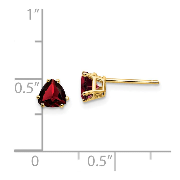 14k 5mm Trillion Garnet Post Earrings