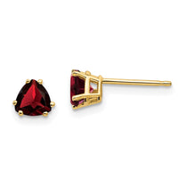 14k 5mm Trillion Garnet Post Earrings