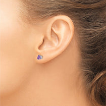 14k White Gold 5mm Trillion Amethyst Post Earrings