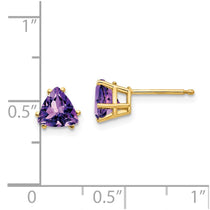 14k 6mm Trillion Amethyst Post Earrings
