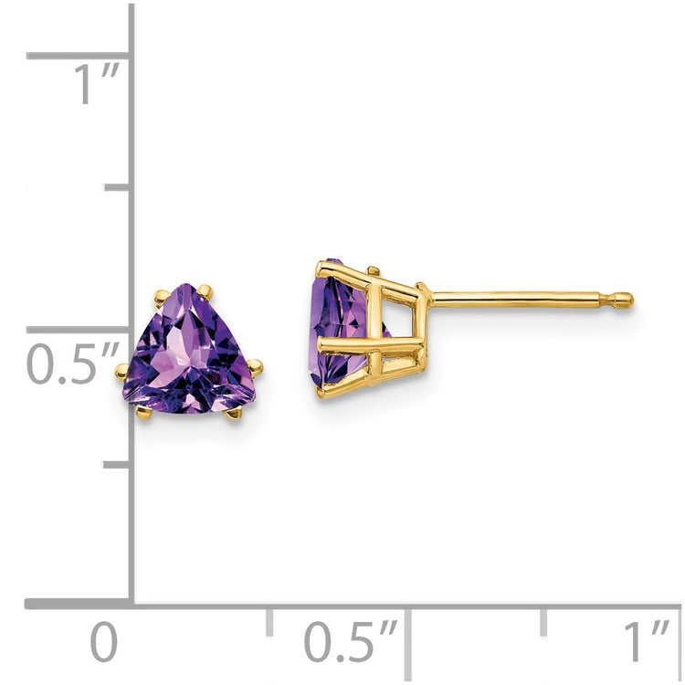 14k 6mm Trillion Amethyst Post Earrings