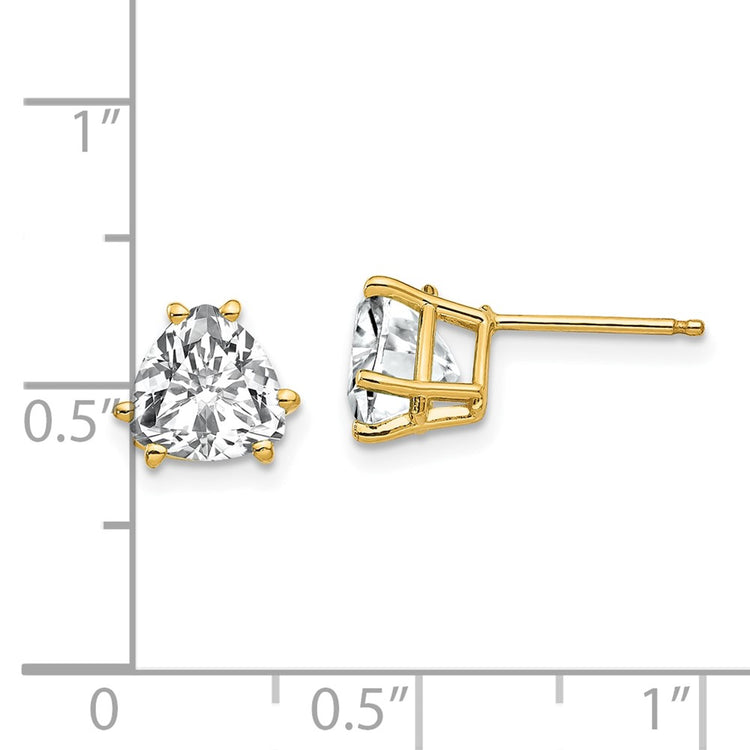 14k 7mm Trillion Cubic Zirconia Post Earrings