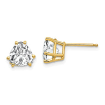 14k 7mm Trillion Cubic Zirconia Post Earrings