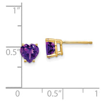 14k 6mm Heart Amethyst Post Earrings