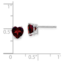 14k White Gold 6mm Heart Garnet Post Earrings