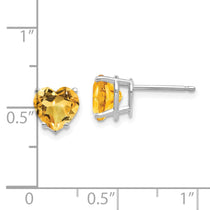 14k White Gold 7mm Heart Citrine Post Earrings