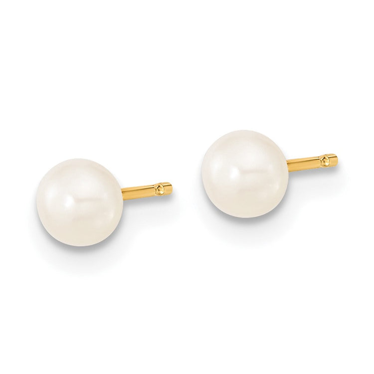 14k 4-5mm White Freshwater Cultured Pearl Pendant/5 inch Bracelet/Post Earrings 3-piece Set
