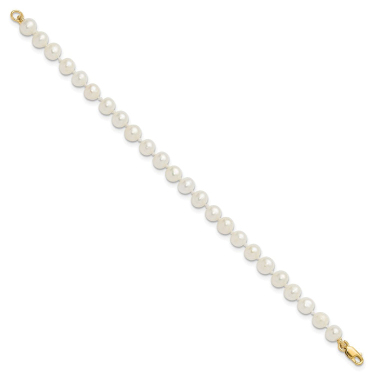 14k 4-5mm White Freshwater Cultured Pearl Pendant/5 inch Bracelet/Post Earrings 3-piece Set