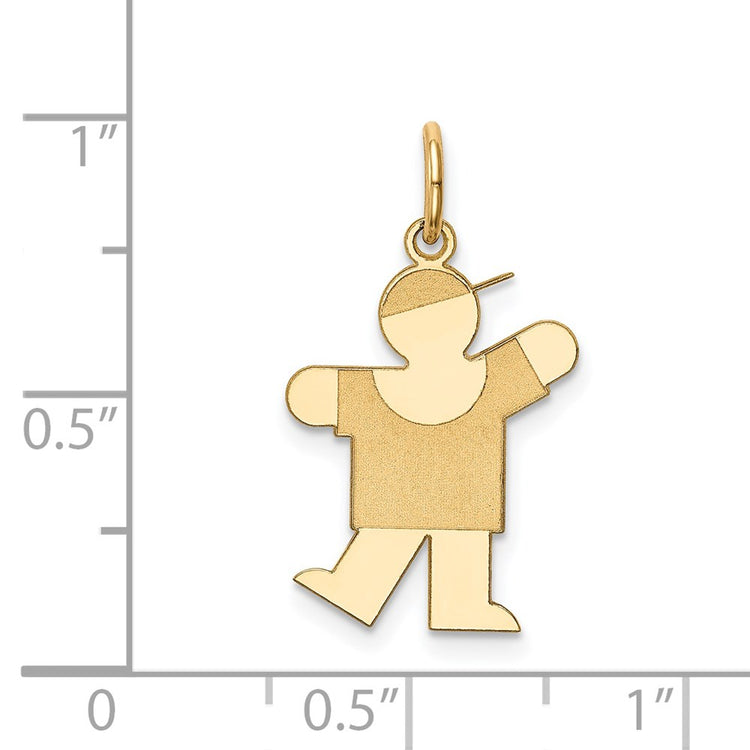 14k The Kids Small Boy with Hat Engravable Kiss Charm