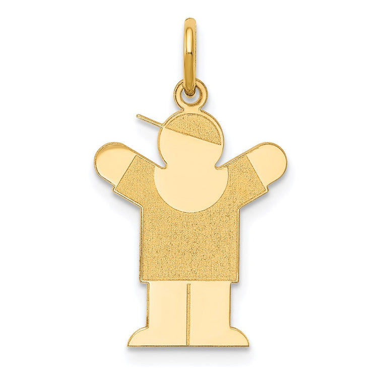 14k The Kids Small Boy with Hat Engravable Love Charm