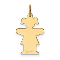 14k The Kids Small Girl with Ponytails Engravable Hugs Charm