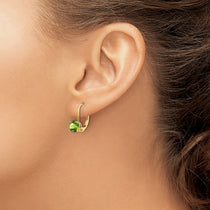 14k 6mm Round Peridot Leverback Earrings