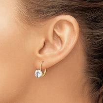 14k 7mm Round Cubic Zirconia Leverback Earrings