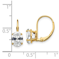 14k 8x6mm Oval Cubic Zirconia Leverback Earrings