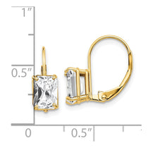 14k 7x5mm Emerald-cut Cubic Zirconia Leverback Earrings