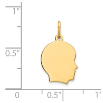 14k Plain Small .018 Gauge Facing Right Engravable Boy Head Charm