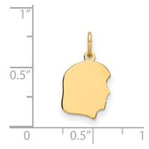 14k Plain Small .018 Gauge Facing Right Engravable Girl Head Charm