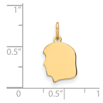 14k Plain Small .018 Gauge Facing Left Engravable Girl Head Charm
