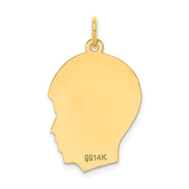 14k Plain Medium .009 Gauge Facing Right Engravable Boy Head Charm