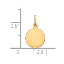 14k Plain .027 Gauge Round Engravable 10mm Disc Charm