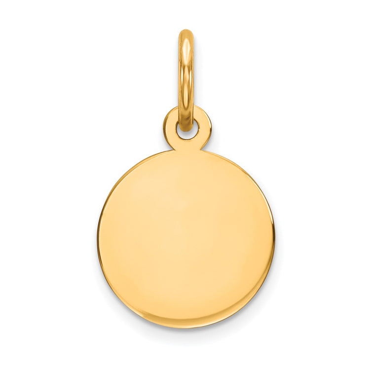 14k Plain .018 Gauge Round Engravable 10mm Disc Charm