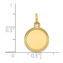 14k Plain with Zig-Zag Edge .013 Gauge Engravable Round 13mm Disc Charm
