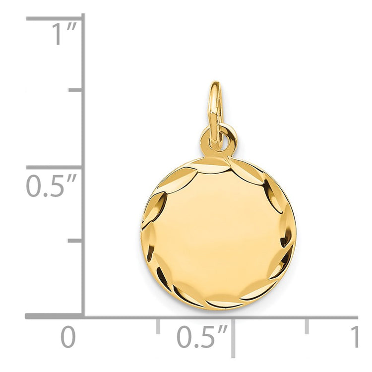 14k Etched Edge .011 Gauge Engravable Round 13mm Disc Charm