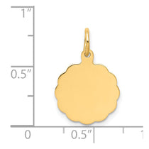 14k .013 Gauge Engravable Round Scalloped 16x13mm Disc Charm