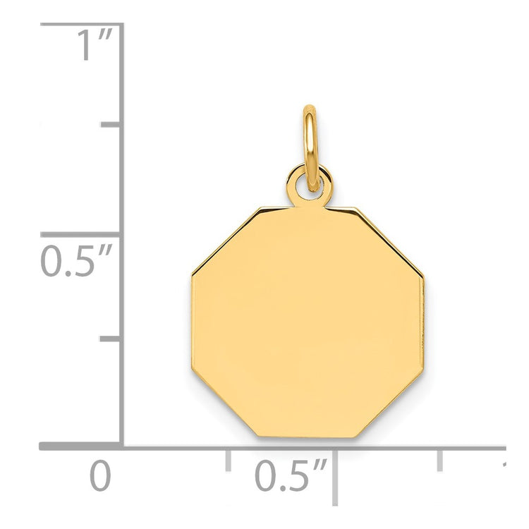 14k Plain .013 Gauge Engravable Octagonal 17x15mm Disc Charm