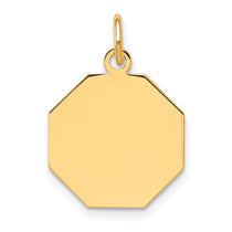14k Plain .013 Gauge Engravable Octagonal 17x15mm Disc Charm