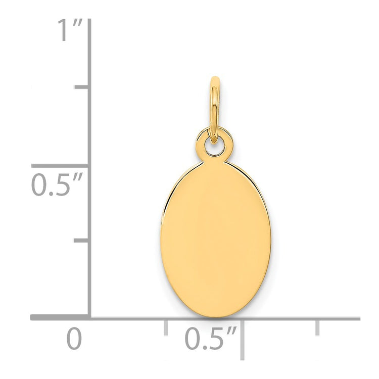 14k Plain .018 Gauge Engravable Oval 17x19mm Disc Charm