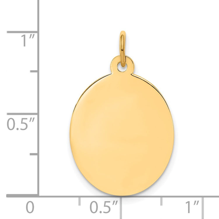 14k Plain .009 Gauge Engravable Oval 23x16mm Disc Charm
