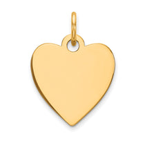 14k Plain .013 Gauge Engravable Heart 15x14mm Disc Charm