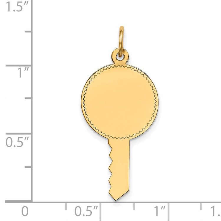 14k Plain .011 Gauge Engravable Key 28x15mm Disc Charm