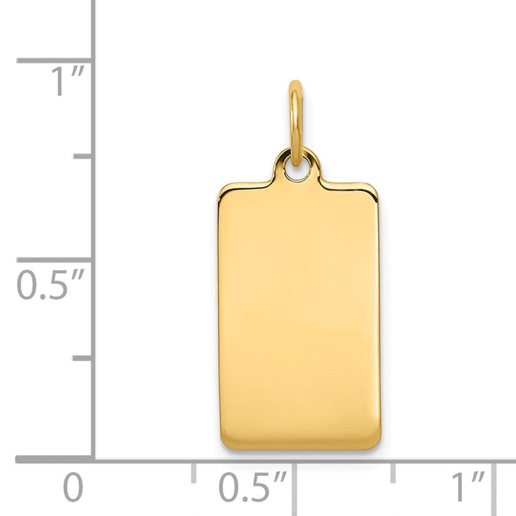 14k Plain .013 Gauge Rectangular Engravable 20x11mm Disc Charm