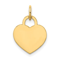 14k Plain .013 Gauge Engravable Heart 15x12mm Disc Charm