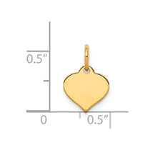 14k Plain .027 Gauge Engraveable Heart 10x10mm Disc Charm