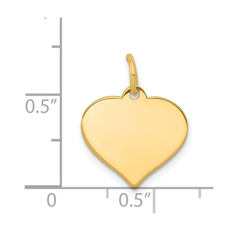 14k Plain .013 Gauge Engraveable Heart 15x14mm Disc Charm
