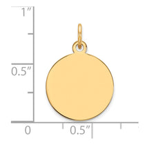 14k Plain .011 Gauge Round Engravable 15mm Disc Charm