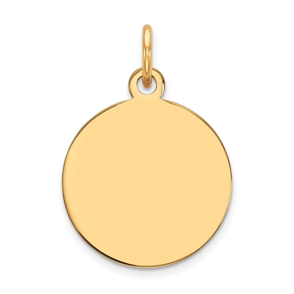 14k Plain .011 Gauge Round Engravable 15mm Disc Charm
