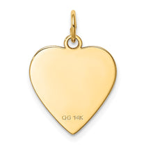 14k Plain .011 Gauge Heart Engravable 17x16.5mm Disc Charm