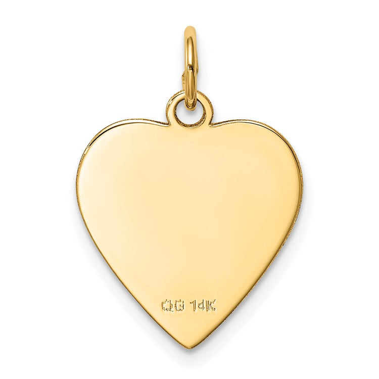 14k Plain .011 Gauge Heart Engravable 17x16.5mm Disc Charm