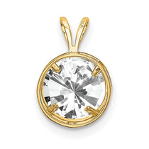 14k 8mm Round Cubic Zirconia Bezel Pendant