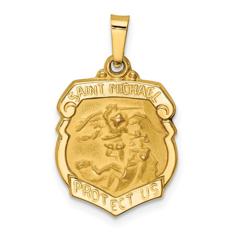 14K Yellow Gold St. Michael Medal Badge Pendant
