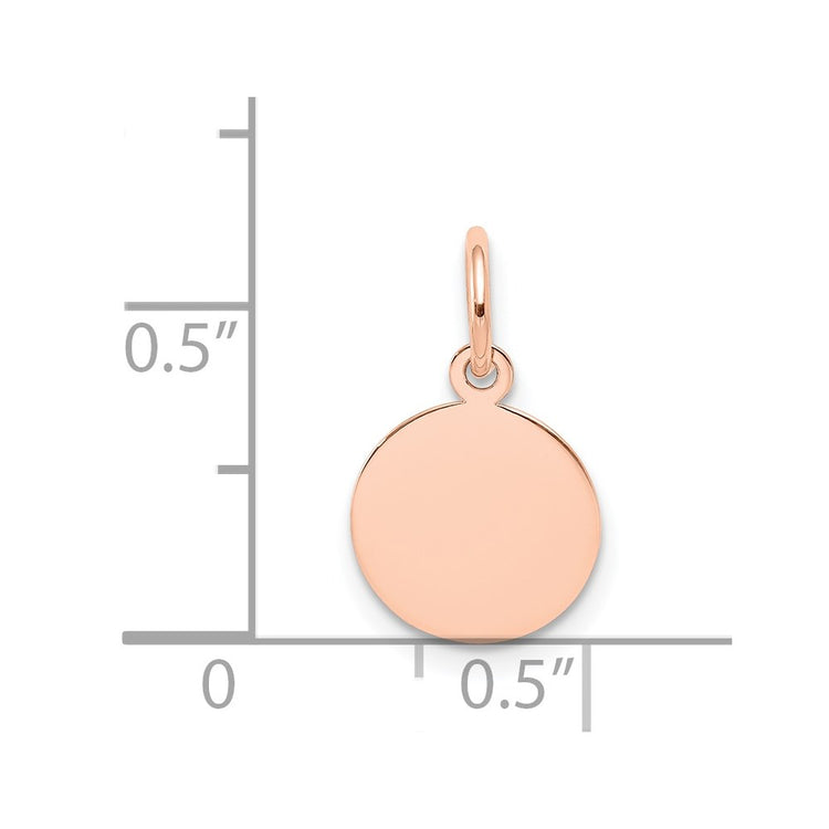 14k Rose Gold Plain .027 Gauge Round Engraveable 10mm Disc Charm