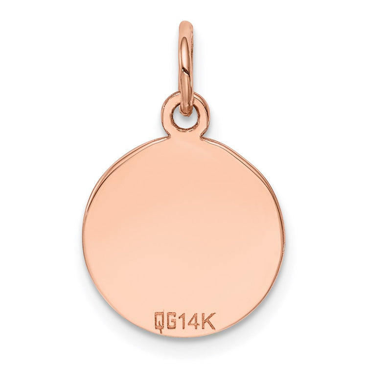 14k Rose Gold Plain .013 Gauge Round Engraveable 12mm Disc Charm