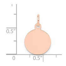 14k Rose Gold Plain .013 Gauge Round Engraveable 12mm Disc Charm