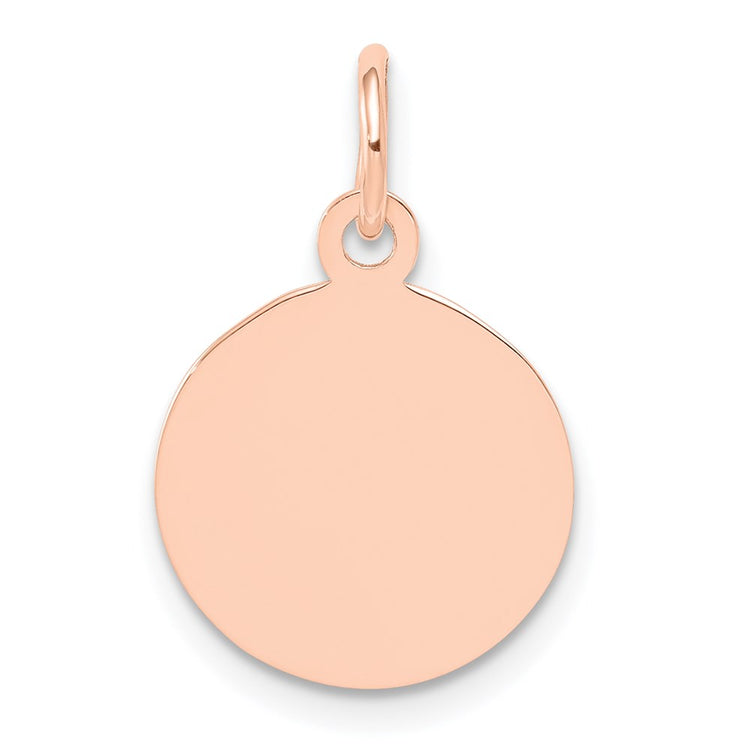 14k Rose Gold Plain .013 Gauge Round Engraveable 12mm Disc Charm