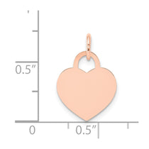 14k Rose Gold Plain .013 Gauge Medium Engraveable Heart 19x15mm Disc Charm